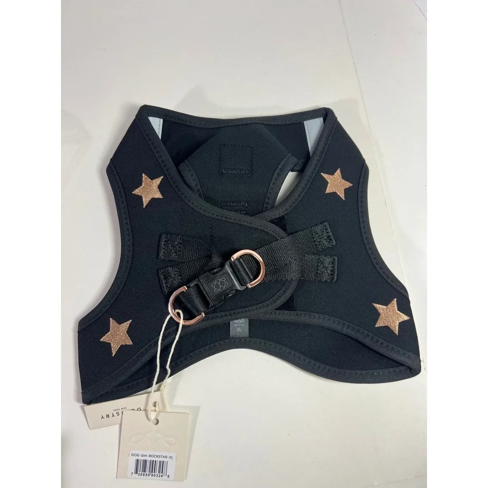 Dogistry Soho Dog Harness Rockstar Black Gold XL NWT